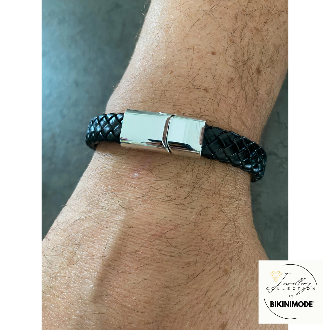 Silver Clasp Leather Bracelet