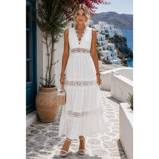 Abito celeste in pizzo